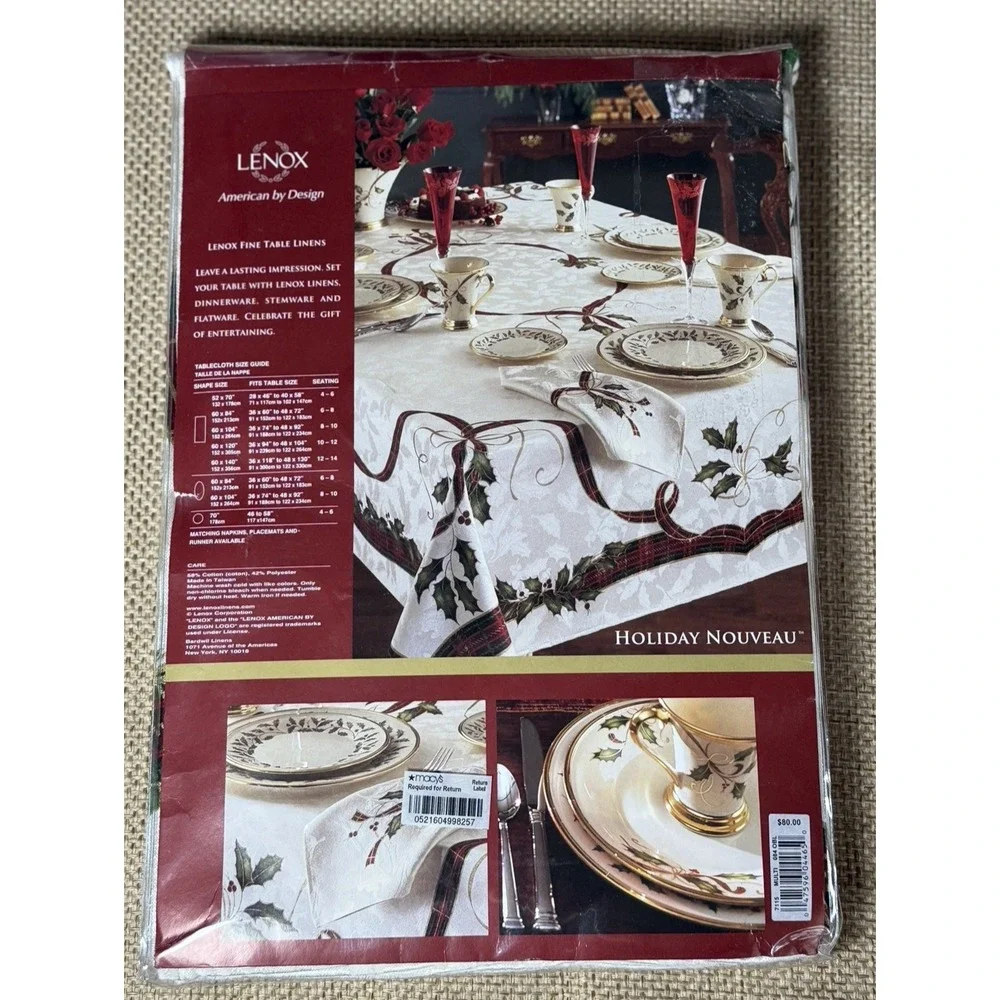 Lenox‎ Holiday Nouveau Tablecloth 60x84